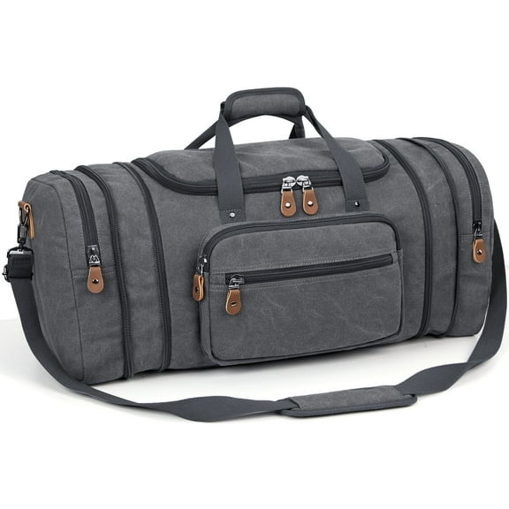 Gonex 50L Canvas Duffel Bags 24" Expandable Travel Duffle Overnight Weekender Bag for Men Women