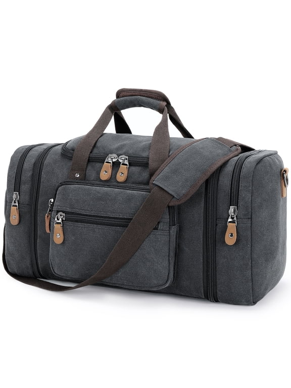 50L Canvas Duffel Bags 24" Expandable Travel Duffle Overnight Weekender Bag for Men Women