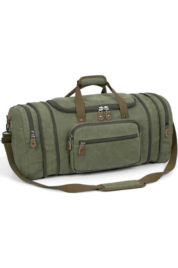 50L Canvas Duffel Bags 24" Expandable Travel Overnight Weekender Bag for Men Women