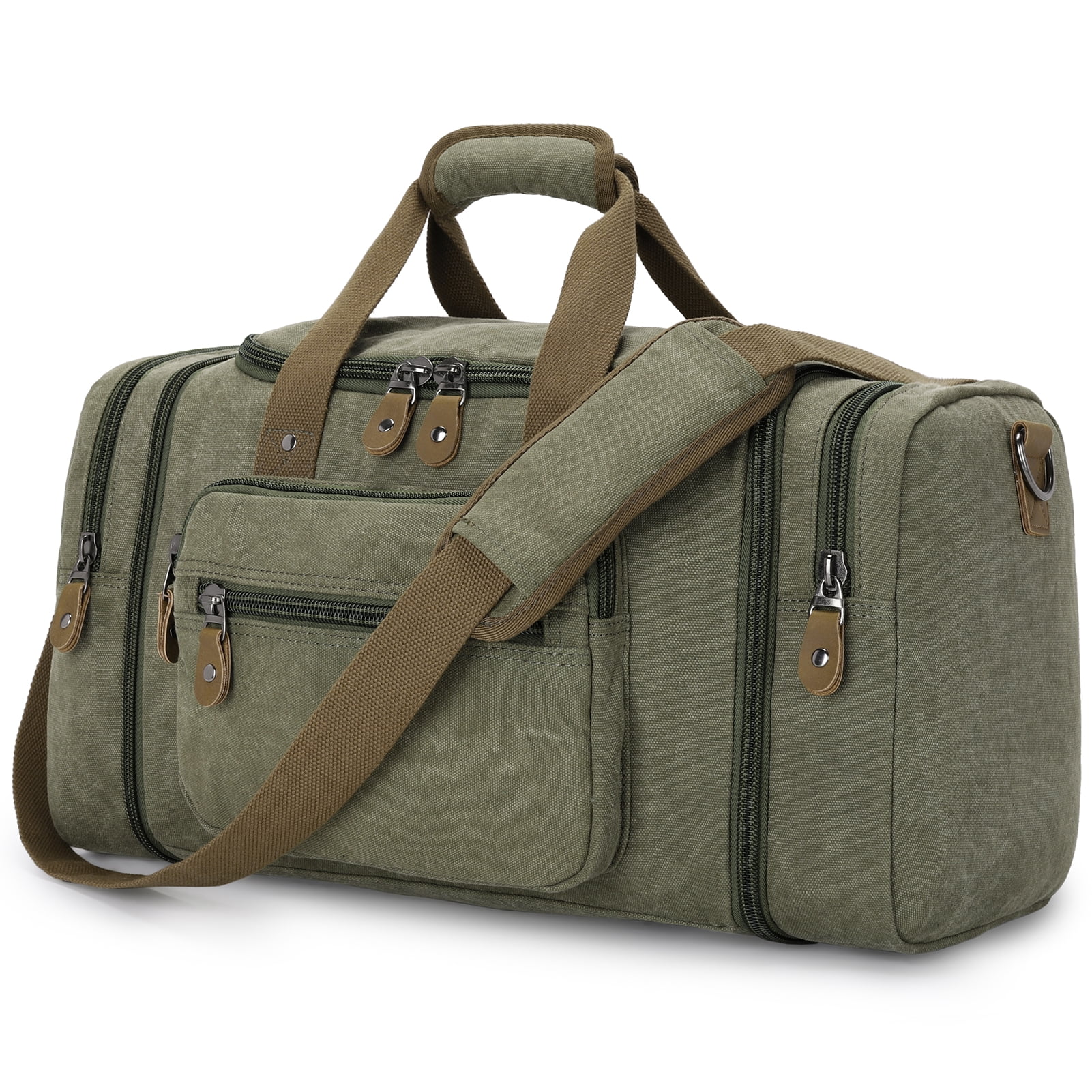 Gonex 50L Canvas Duffel Bags 24" Expandable Travel Overnight Weekender Bag for Men Women