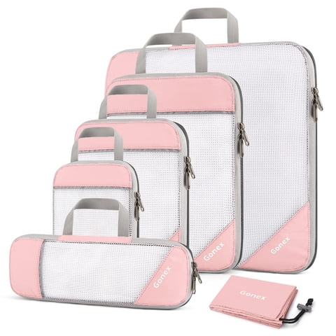 6 Set Compression Packing Cubes Mesh Luggage Organizers for Travel Accessories Suitcase Storage Bags Set