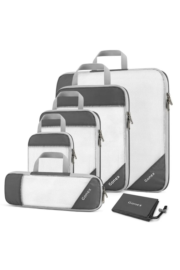 6 Set Compression Packing Cubes Mesh Luggage Organizers for Travel Accessories Suitcase Storage Bags Set