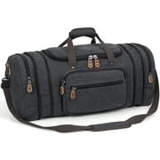 Gonex 60L Canvas Duffel Bags 26" Expandable Travel Duffle Overnight Weekender Bag for Men Women