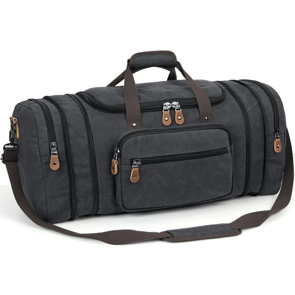 Gonex 60L Canvas Duffel Bags 26" Expandable Travel Duffle Overnight Weekender Bag for Men Women