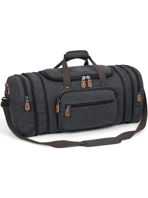 60L Canvas Duffel Bags 26" Expandable Travel Duffle Overnight Weekender Bag for Men Women