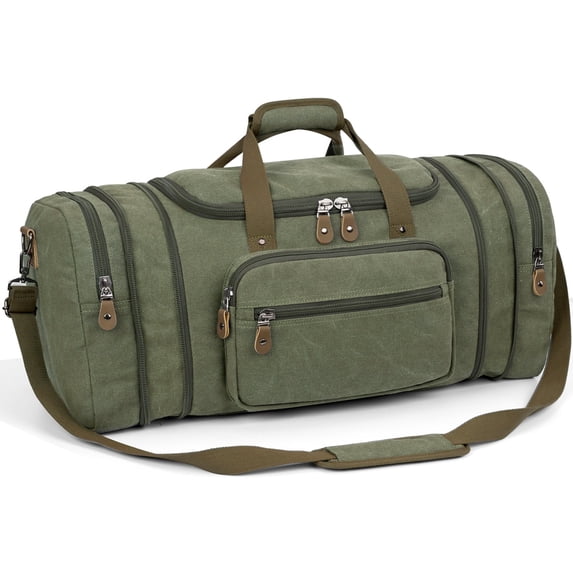 Gonex 60L Canvas Duffel Bags 26" Expandable Travel Overnight Weekender Bag for Men Women