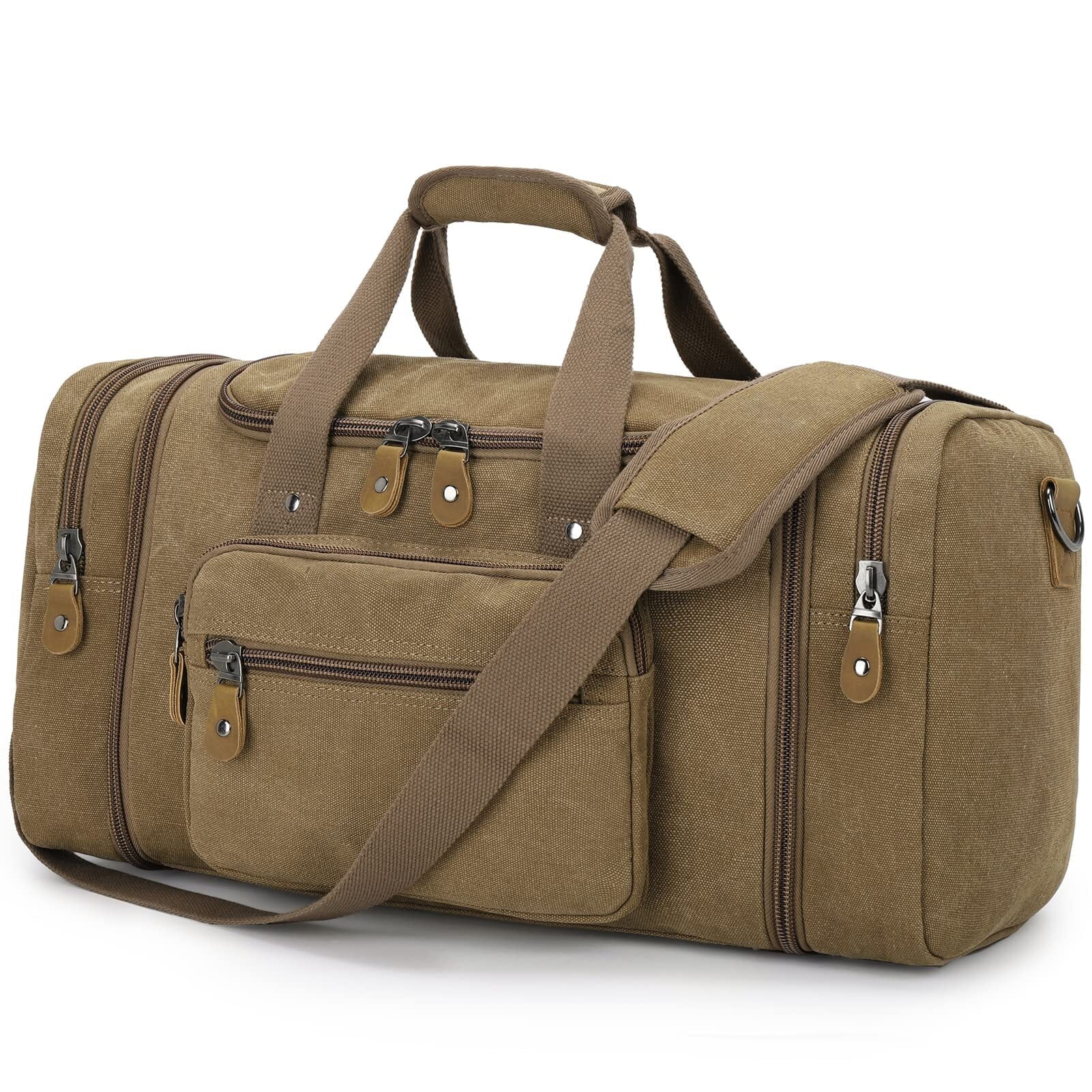 Gonex 60L Canvas Duffel Bags 26" Expandable Travel Overnight Weekender Bag for Men Women