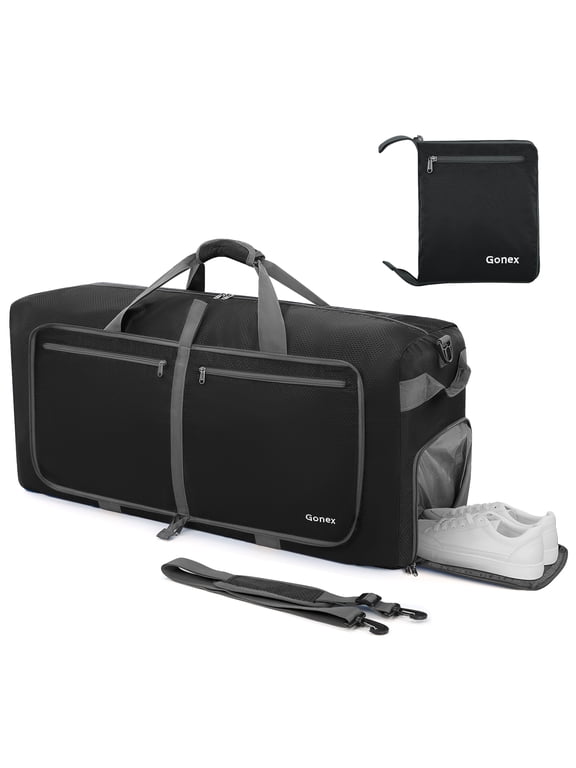 60L Duffel Bag for Men Women, 23" Water Resistant Travel Duffle Bag with Shoe Compartment & Carry Strap
