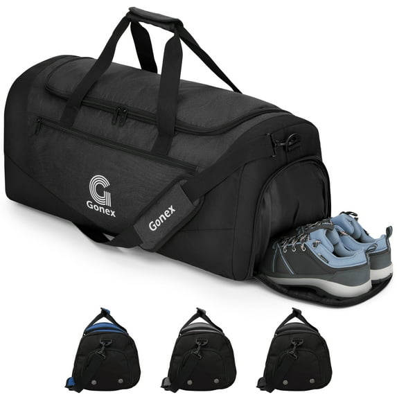 Gonex 60L Gym Duffel Bag, Sports Duffle with Shoe Compartment & Wet Pocket, Water-Resistant Travel Bag for Fitness, Camping, Weekend Trips