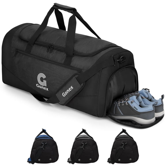 Gonex 60L Gym Duffel Bag, Sports Duffle with Shoe Compartment & Wet Pocket, Water-Resistant Travel Bag for Fitness, Camping, Weekend Trips