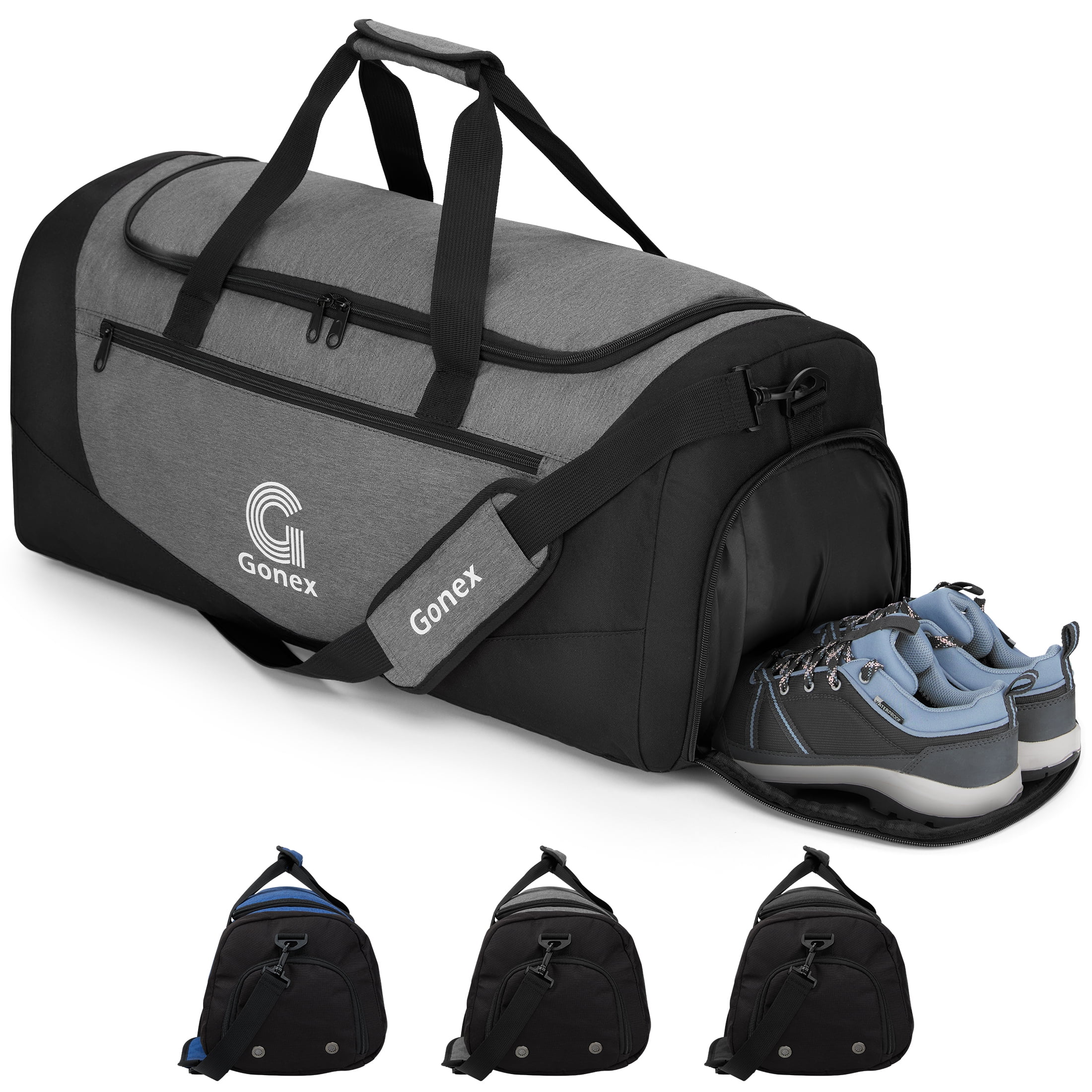 Gonex 60L Gym Duffel Bag, Sports Duffle with Shoe Compartment & Wet Pocket, Water-Resistant Travel Bag for Fitness, Camping, Weekend Trips