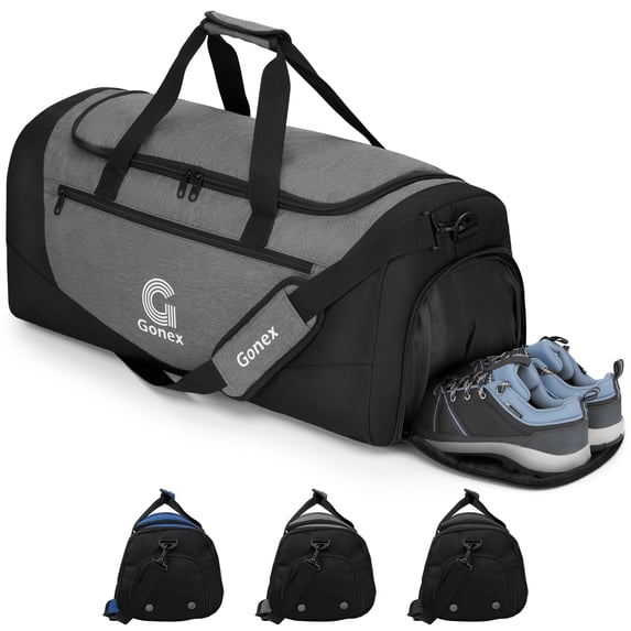 Gonex 60L Gym Duffel Bag, Sports Duffle with Shoe Compartment & Wet Pocket, Water-Resistant Travel Bag for Fitness, Camping, Weekend Trips