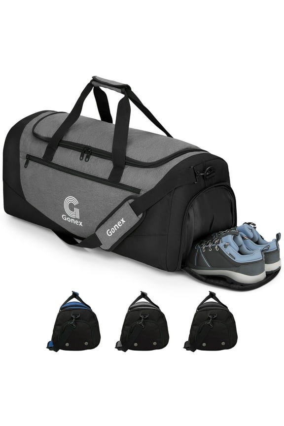 60L Gym Duffel Bag, Sports Duffle with Shoe Compartment & Wet Pocket, Water-Resistant Travel Bag for Fitness, Camping, Weekend Trips