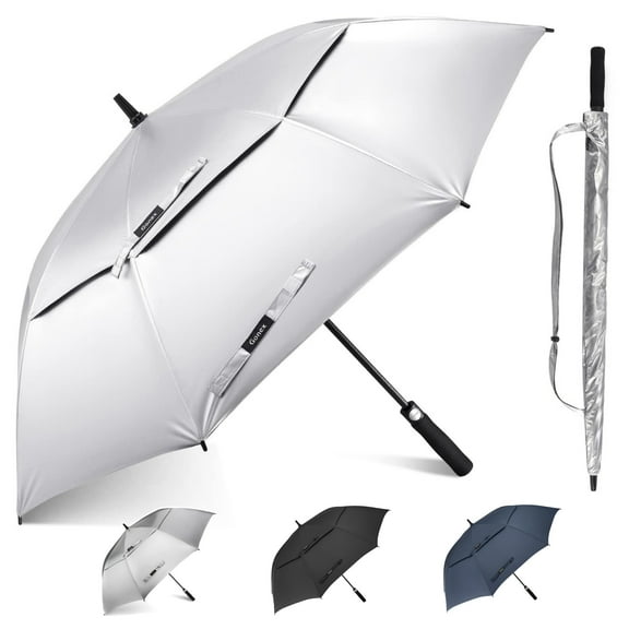 Gonex 62 Inch Automatic Open Golf Umbrella, Extra Large Vented Stick Umbrellas with UV Protection Double Canopy