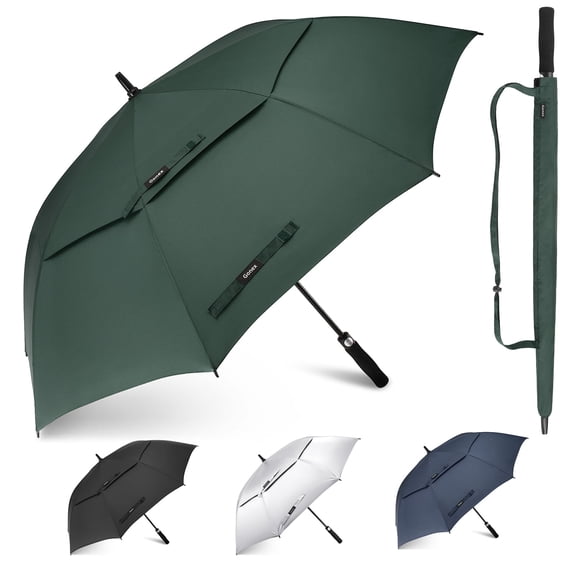 Gonex 62 Inch Automatic Open Golf Umbrella, Extra Large Vented Stick Umbrellas with Windproof Double Canopy