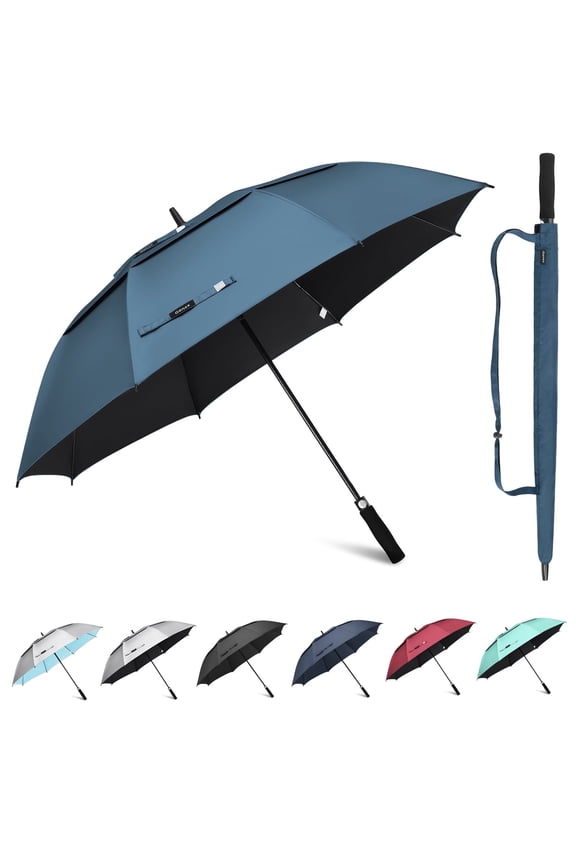 72 Inch Automatic Open Golf Umbrella, Extra Large Vented Stick Umbrellas with Windproof Double Canopy