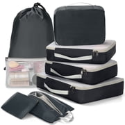 Gonex 8 Set Mesh Packing Cubes, Space-Saving Travel Luggage Organizers with Shoe & Laundry Bag for Suitcase & Carry On