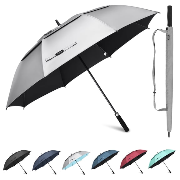 Gonex 80 Inch Automatic Open Golf Umbrella, Extra Large Vented Stick Umbrellas with UV Protection Double Canopy