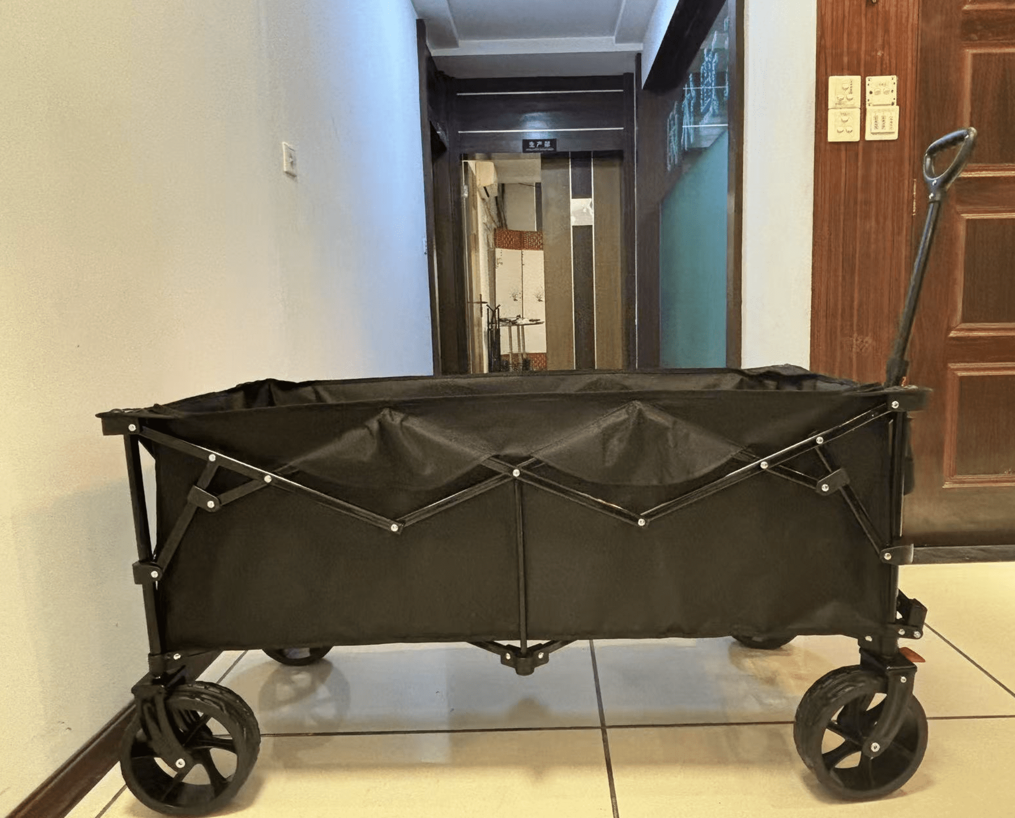 Sekey 48''L Collapsible Foldable Extended Wagon With 440lbs Weight Capacity, Heavy Duty 300L Folding Utility Garden Cart With Big All-Terrain Beach Wheels & Drink Holders. Khaki - View #7