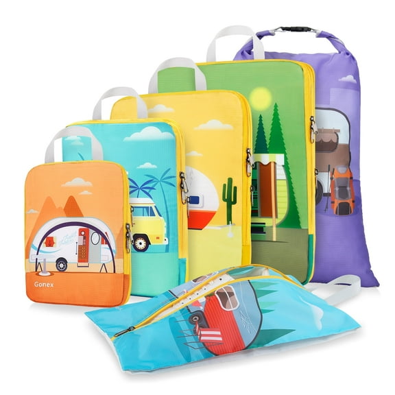 Gonex Compression Packing Cubes for Luggage, 6 Set Expandable Travel Organizers with Dual Zippers