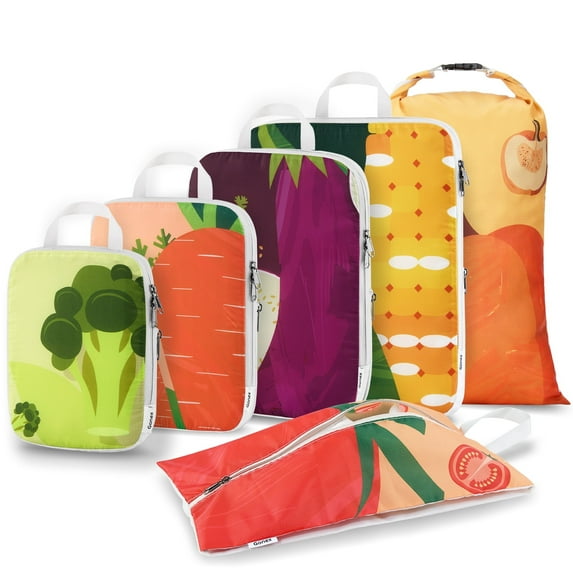 Gonex Compression Packing Cubes for Luggage, 6 Set Expandable Travel Organizers with Dual Zippers