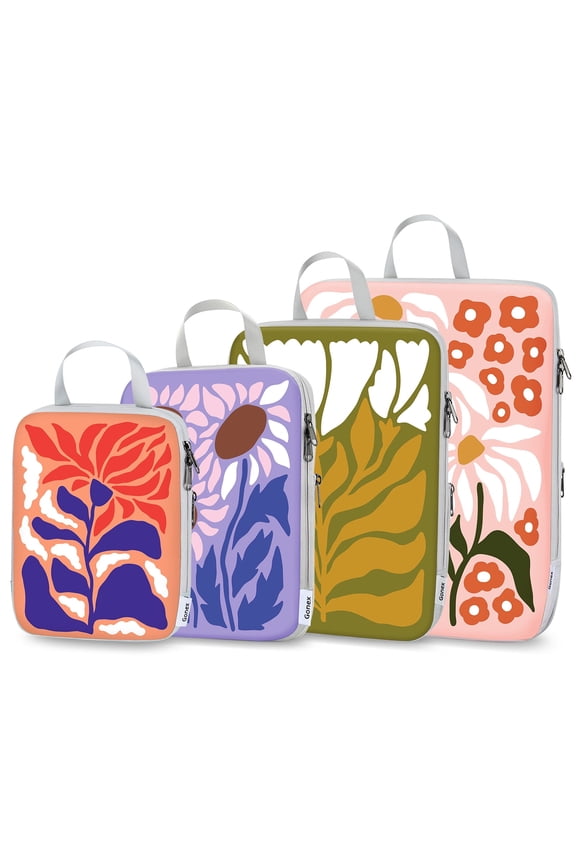 Compression Packing Cubes for Travel Accessories, 4 Set Expandable Luggage Organizers Bags