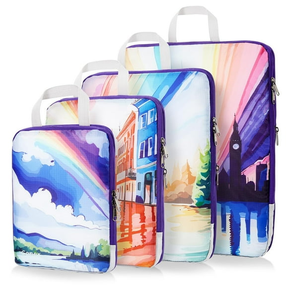 Gonex Compression Packing Cubes for Travel Accessories, 4 Set Expandable Luggage Organizers Bags