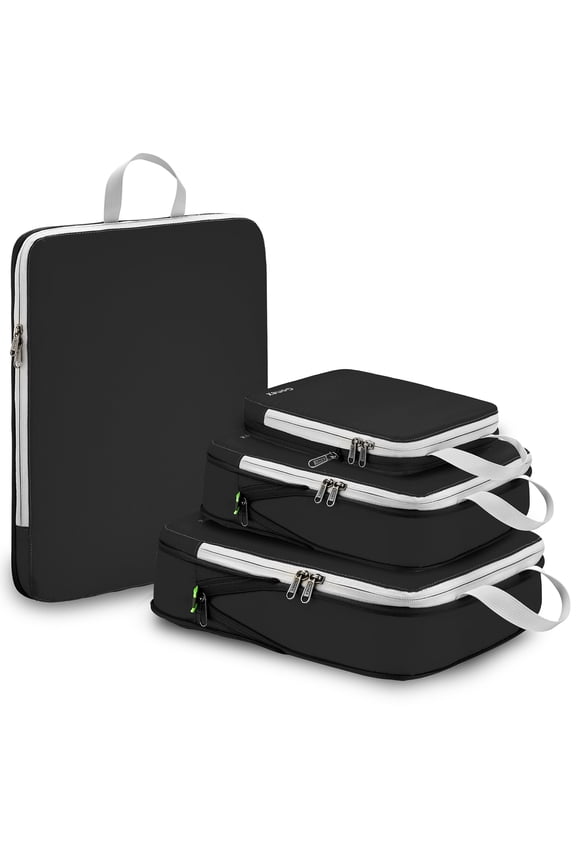 4 Set Compression Packing Cubes for Travel Expandable Luggage Organizers Bags for Carry on Suitcases