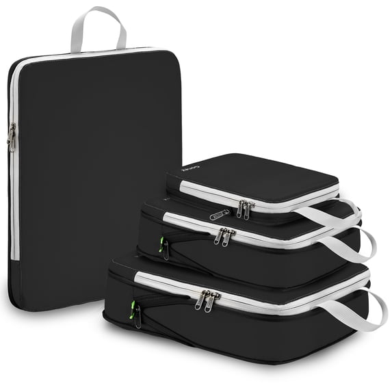 Gonex 4 Set Compression Packing Cubes for Travel Expandable Luggage Organizers Bags for Carry on Suitcases