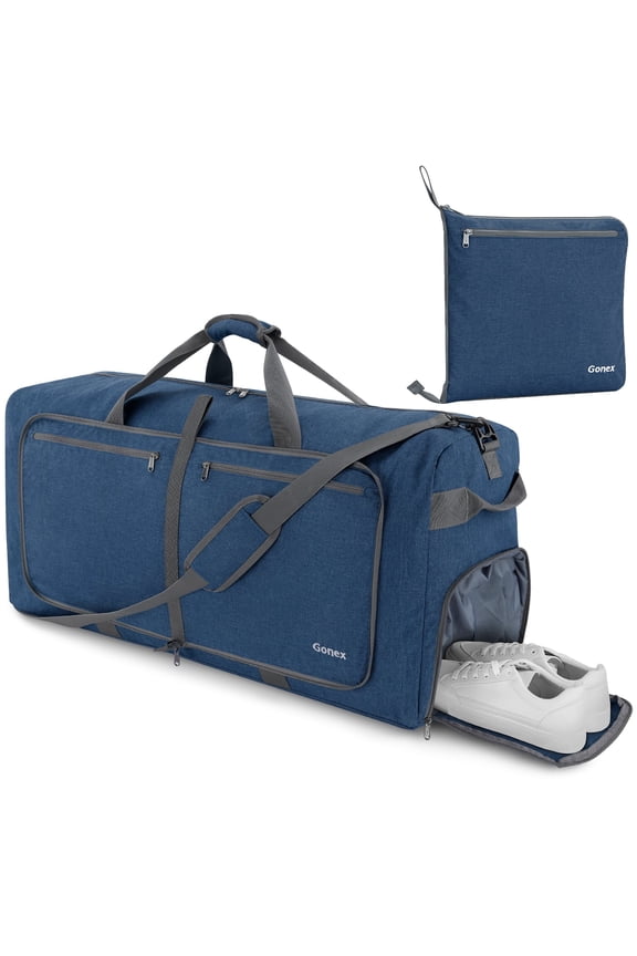 Large Foldable Travel Duffle Bag 100L, Water-Resistant Weekend Overnight Duffel Gym Bag with Shoes Compartment for Men Women