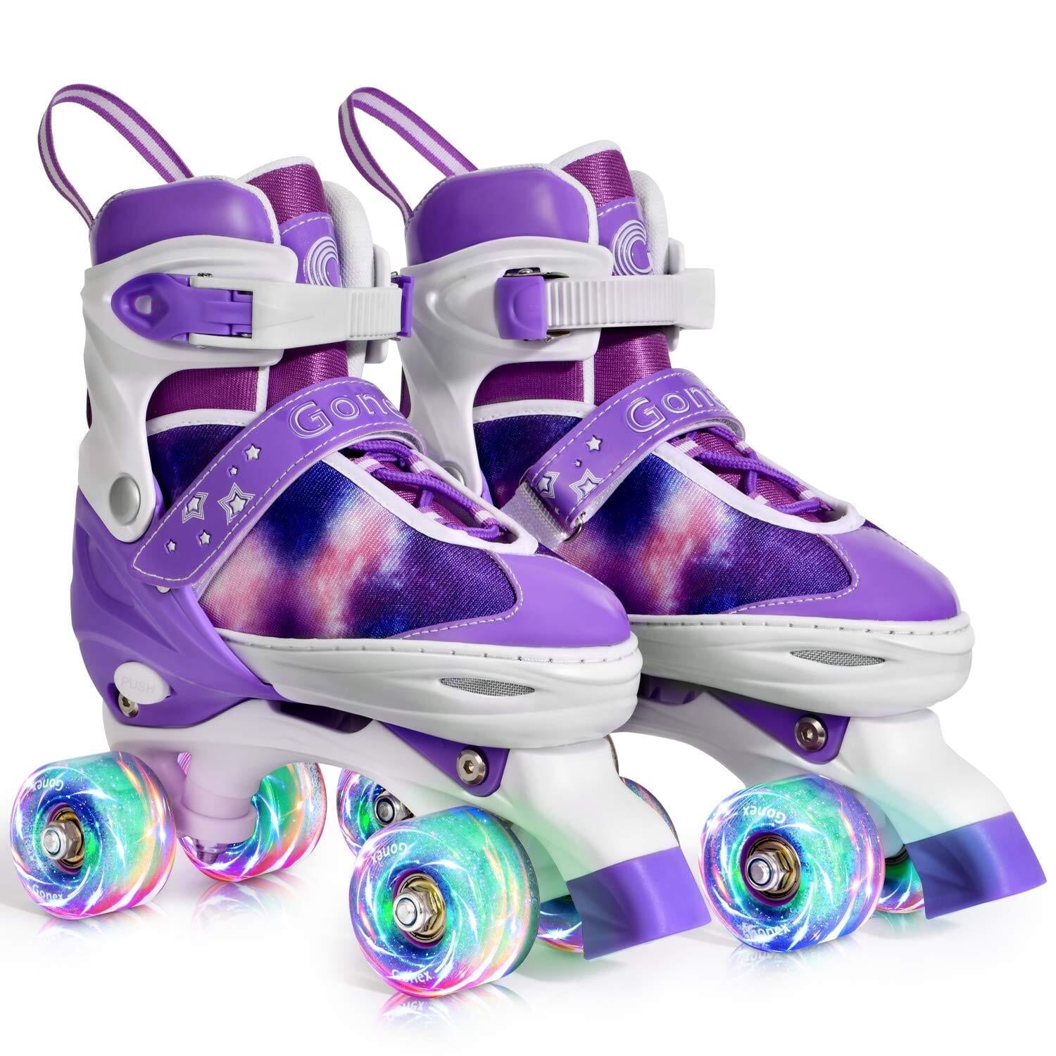 Gonex Roller Skates for Girls Boys 4 Size Adjustable Quad Skates with Light up Wheels