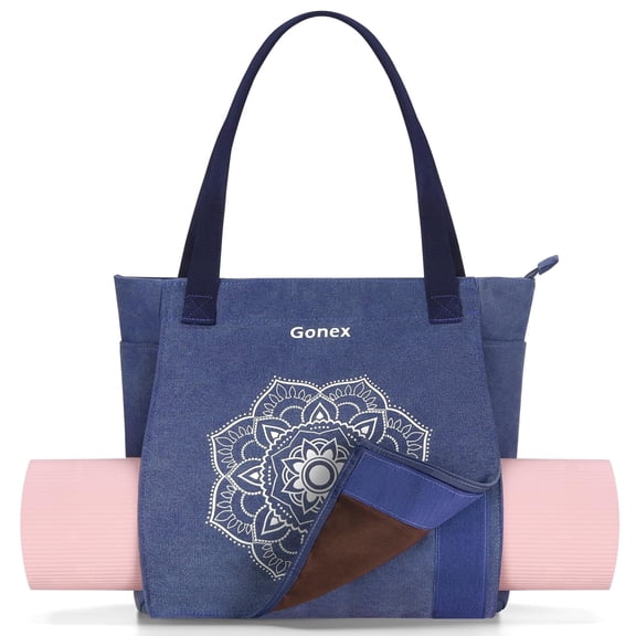 Gonex Yoga Mat Bag for Women Men, Canvas Yoga Tote with Multiple Pockets for Pilates Travel Gym Office Workouts