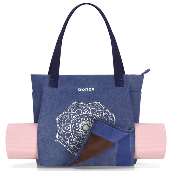 Gonex Yoga Mat Bag for Women Men, Canvas Yoga Tote with Multiple Pockets for Pilates Travel Gym Office Workouts