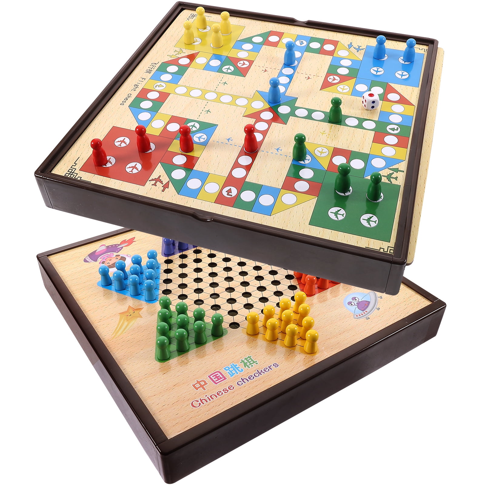 Gong 1 set of Table Chess Toys Funny Chess Toys Table Board Toys Portable Wooden Chess Toys Random Style