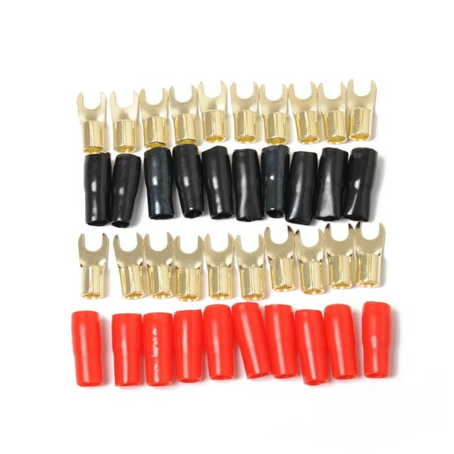 Gong 10 Pairs Copper Gold Plated 8 Gauge Strip Spade Terminal Spade