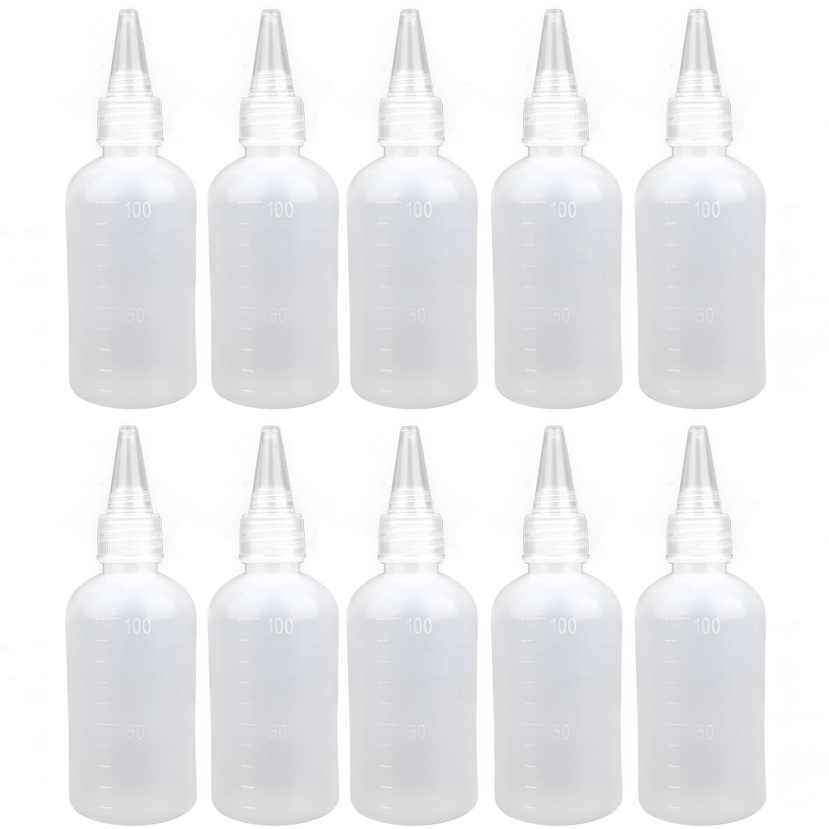 Gong 10 Pcs 100ML Transparent Empty Bottle Squeeze Dispenser Refillable