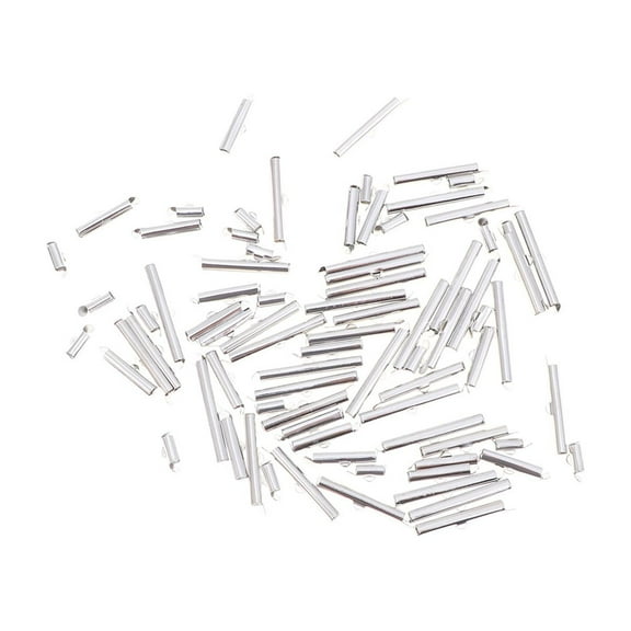 OUNONA Silver Metal Tube Spacers for DIY Jewelry Making Projects 100 Pieces Bass Material