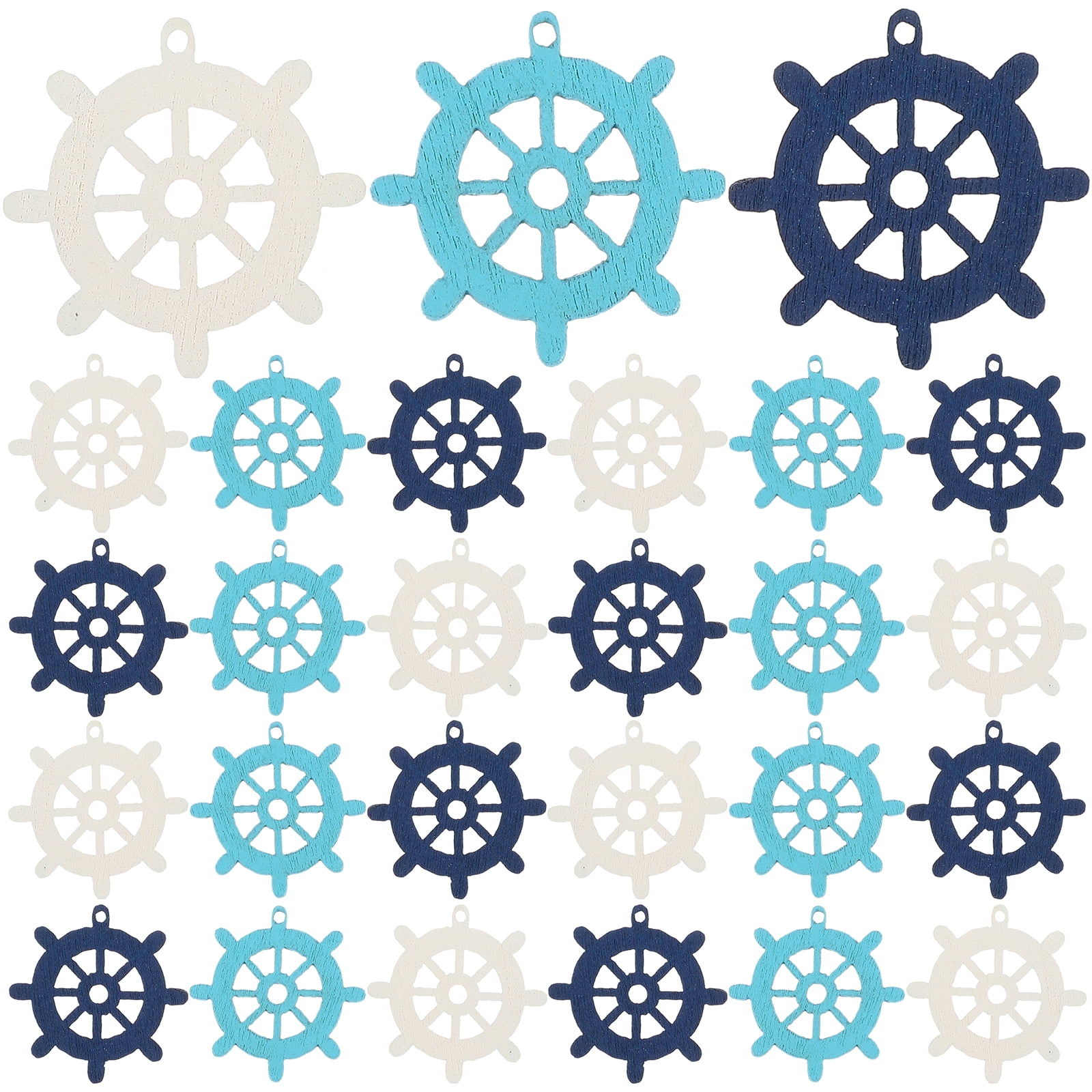 Gong 100Pcs Nautical Small Wood Cutouts Ocean Themed Wooden Rudder ...