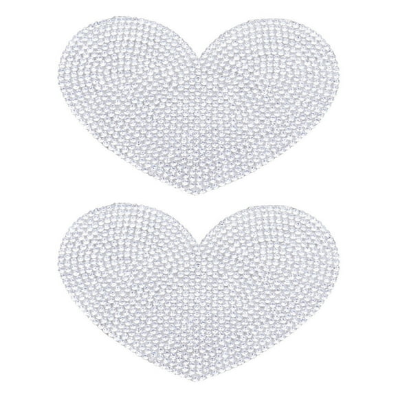 Gong 2 Pcs Pretty Heart Shape Rhinestone Stickers Decorative Decals for Clothes Bags