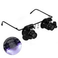 Gong 20X Double Eye Watch Repair Magnifier Glasses Loupe Lens Jeweler Watch Repair With LED
