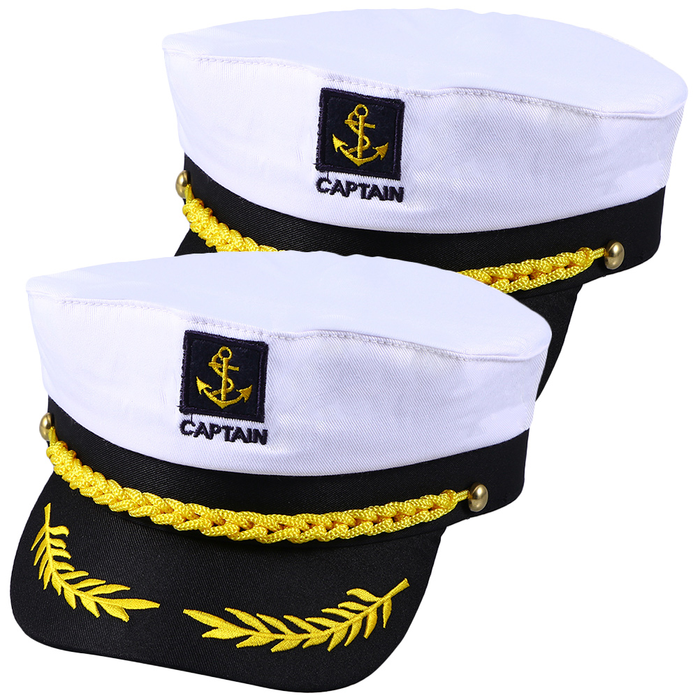 Gong 2Pcs Captain Hat Stage Performance Costume Hat Party Cosplay Navy