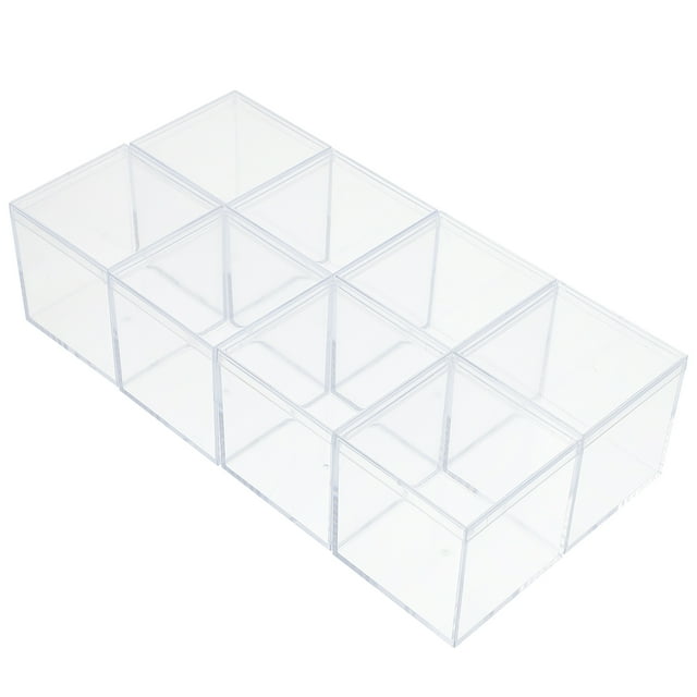 Gong 8Pcs Clear Plastic Square Boxes Square Containers Storage Box with