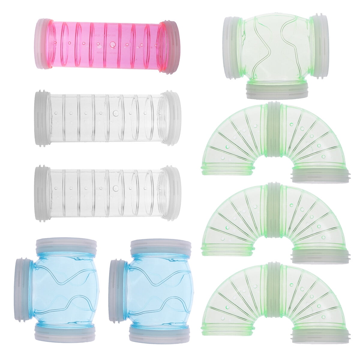 Gong 9pcs Hamsters Cage External Sports Tube Hamster Toy Pipe Plastic