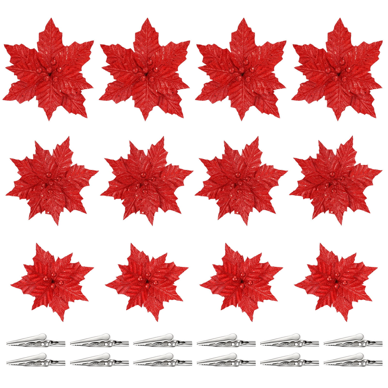 Gong TOYANDONA 12pcs Artificial Christmas Flowers Ornaments Xmas Tree