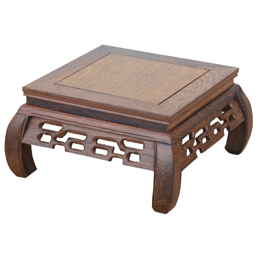 Gong Wooden Square Shelf Tank Stand Vase Display Stand Fish Bowl Riser