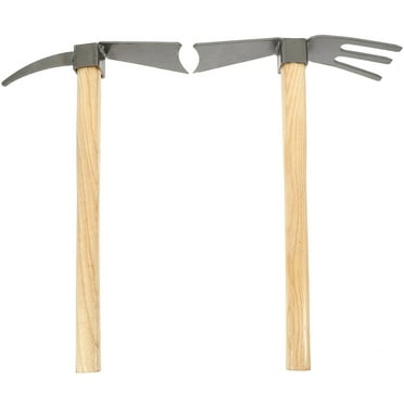 Gongc Dual Headed Weeding Tool Garden Hoe Tiller Hand Cultivator with Wooden Handle