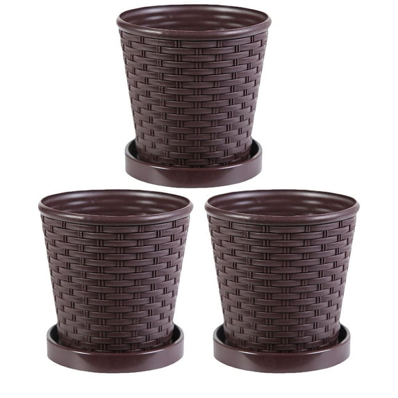 Gongc Resin Wicker Patio Planter Pot for Indoor/Outdoor Use