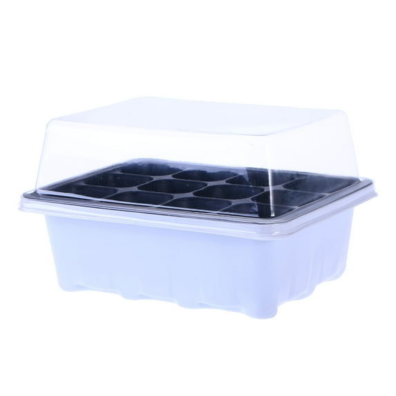 White Plastic Seedling Tray with Transparent Lid for Planting 18x14x6CM Promotes Growth Easy Removal