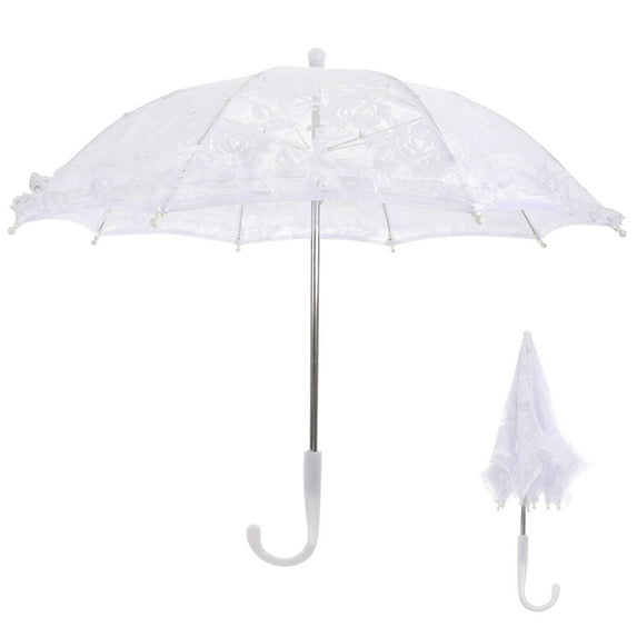 Gongc Toyvian White Lace Parasol Umbrella Wedding Bridal Embroidery Clear Umbrella