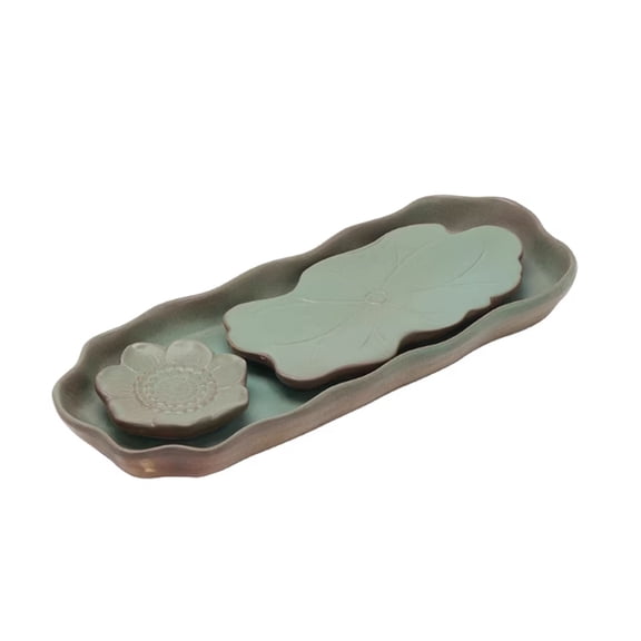 Gongfu Tea Trays for Home, ceramics Serving Tray Water Storage, Kungfu Portable Tea Service Tea Set Water Drainage, for Teahouse Home Office